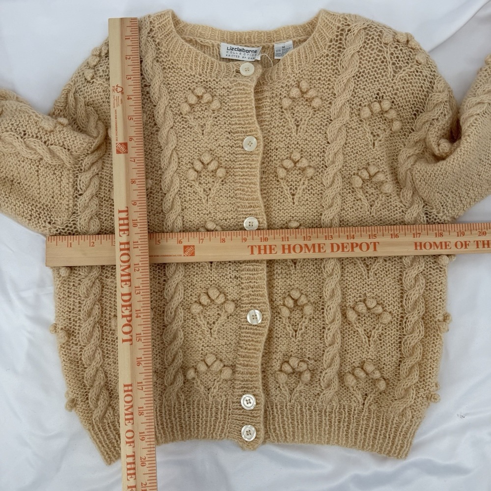 VTG Liz Claiborne Sz M 80s Collection Cardigan Mohair Handknit Sweater Bobbles - Picture 5 of 7